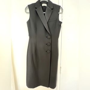 Balenciaga Tuxedo Style Satin Trim Dress